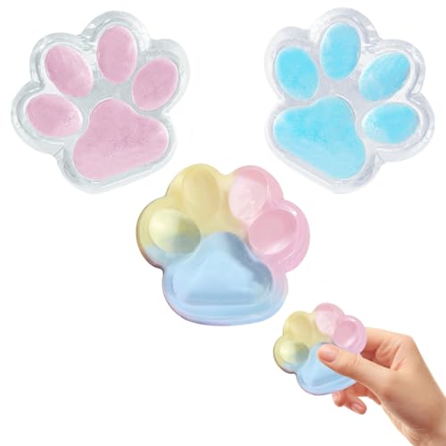 Katzenpfoten Squishy, 3pcs Cat Paw Squishy, Neu Handgefertig Squishy Pfote, Squishy Toy transparent, Anti Stress Spielzeug, Stressball Kinder Erwachsene, zum Ängste Lindern (A+B+C) von FUFRE