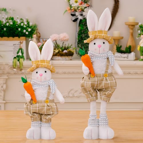 Kuscheltier Hase mit Dehnbaren Beinen, Osterdeko Hasen Plüsch Spielzeug, Ostern Deko Hase Plüschtier, Osterhase Deko Stofftier, Hase Kuscheltier für Ostern Geschenke Kinder Jungen Mädchen (Braun) von FUFRE