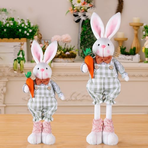 Kuscheltier Hase mit Dehnbaren Beinen, Osterdeko Hasen Plüsch Spielzeug, Ostern Deko Hase Plüschtier, Osterhase Deko Stofftier, Hase Kuscheltier für Ostern Geschenke Kinder Jungen Mädchen (Grün) von FUFRE