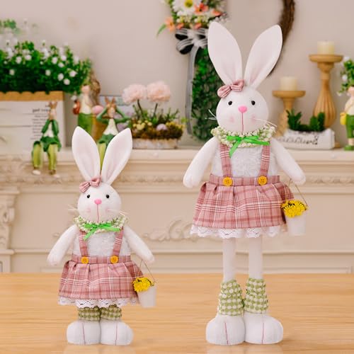 Kuscheltier Hase mit Dehnbaren Beinen, Osterdeko Hasen Plüsch Spielzeug, Ostern Deko Hase Plüschtier, Osterhase Deko Stofftier, Hase Kuscheltier für Ostern Geschenke Kinder Jungen Mädchen (Rosa 01) von FUFRE