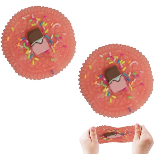 Squishy Anti Stress Spielzeug 2pcs Squeeze Toy in Keksform Lustig Stressball für Kinder Erwachsene Biscuit Antistressball Stressabbau Spielzeug Fidget Toys Kinder für Stressabbau (B) von FUFRE