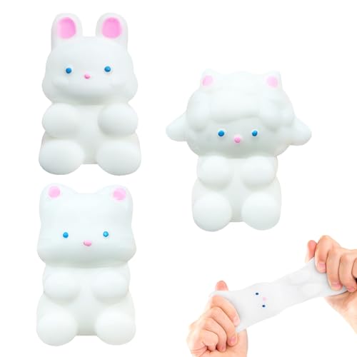 Squishy Katze Anti Stress Spielzeug, 3 Stück Katze Hase Schaf Quetsch Spielzeug, Squishies Spielzeug, Katze Antistress Spielzeug, Kreatives Dekompressions Katze Squishy Squeeze Toys Fidget Toys (C) von FUFRE