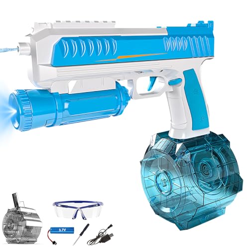 Wasserpistole Elektrisch, 500 mAh LED Wasserspritzpistole Elektrisch mit 750ml Große Kapazität, Electric Water Gun bis zu 10ft, Wasserpistole Wiederaufladbare, für Kinder Erwachsene (blau) von FUFRE