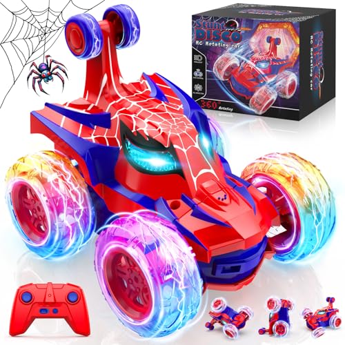 Ferngesteuertes Auto Kinder Spielzeug ab 3 4 5 6 7 8 9 Jahre Junge Mädchen, 2.4Ghz Stunt Spider Autos RC Monster Truck mit Coole Lichter, Geschenk Weihnachten Geburtstags Kinderspielzeug ab 3-6 Jahre von FUIOCOCP