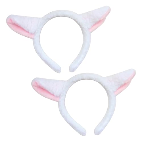 FUIPVGI 2 Stück Plüsch Schafohr Hairhoop Lamm Stirnband Schaf-Stirnband Niedliche Party Kopfbedeckung Tierkopfbedeckung Tier-Stirnbändern Pelzige Ohr Stirnband für Halloween Party Dekoration (2 Stück) von FUIPVGI