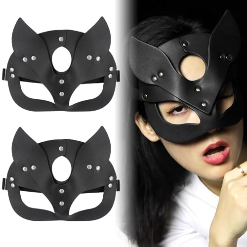 FUIPVGI 2 Stück Venezianische Maske Damen, Maskerade Maske Party Karneval Maske Fit für Cosplay Verkleidung Halloween Weihnachten Karneval Mottoparty Kostüm Maske (Schwarz) von FUIPVGI