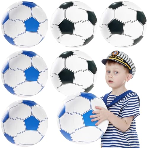 FUIPVGI 6 Stück Wasserball, Wasserball Aufblasbar, Kinder Strandball Aufblasbar Beach, Strandball Pool Spielzeug, Pool Wasserbälle, 40 cm Beachball Gummiball, für Strand und Wasser (Schwarz, Blau) von FUIPVGI