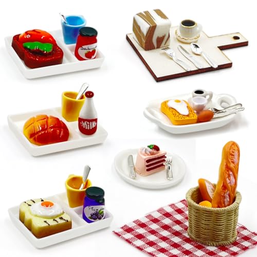 37 Stück Wichtel Zubehör Weihnachten Set, FUKPO Miniatur Lebensmittel Essen Brot Getränke Backen Kuchen Eier Milch Kaffee Geschirr Messer, Mini Puppenhaus Geschenk Küche Möbel Backset Deko 1 12 von FUKPO