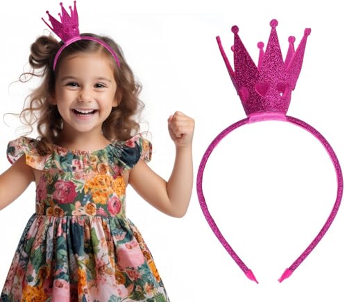 FUKPO Krone Prinzessin Mädchen Rose Rot, Krone Haarreif Prinzessinnen Krone Kinder Damen Erwachsene, Haarreifen mit Krone Geburtstag Fasching von FUKPO