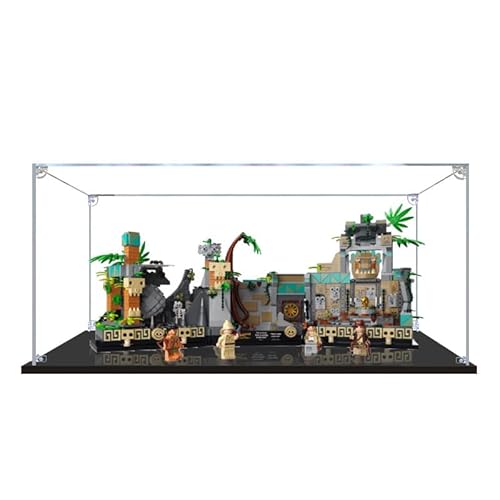 FULHOLPE Acryl Vitrine Kompatibel Mit 77015 Indiana Jones Tempel des goldenen Götzen, Schaukasten Showcase Staubdichte Display Case für 77015- Nicht Enthalten Modellbausatz von FULHOLPE