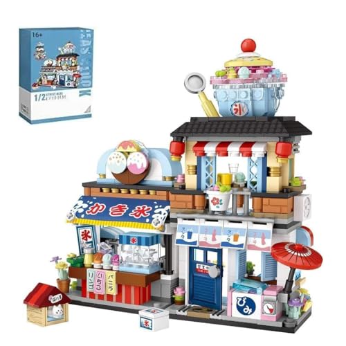 FULHOLPE Japanische Street View Serie Architektur Bausteine, 668 Teile Japan Shave Ice Shop Modellbausatz, DIY Mini Modular Haus Klemmbausteine MOC Bauspielzeugsets für Kinder Erwachsene von FULHOLPE