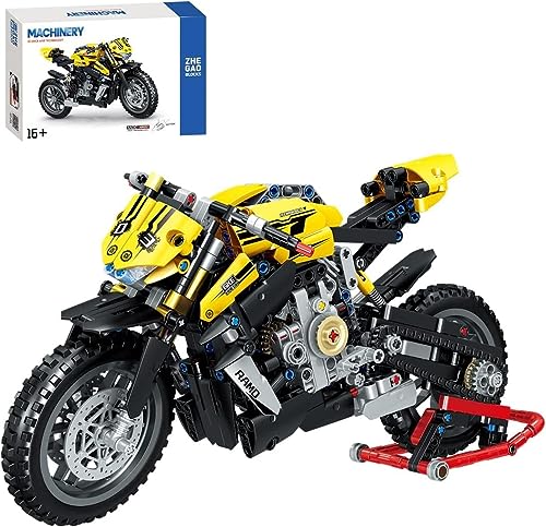 FULHOLPE Technik Motorrad Klemmbausteine Bauset, Motorcycle Bausatz Spielzeug Technik Rennen Motorrad Bausatz Konstruktionsspielzeug Kompatibel mit Großen Marken - 670 Teile von FULHOLPE