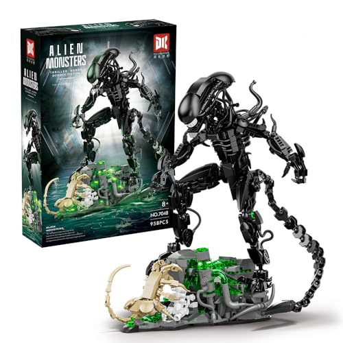 FULHOLPE Xenomorph Modell Bausteine Set, 958+ Klemmbausteine Außerirdische Monster ModellBausatz Xenomorph Alien Monsters Konstruktionsspielzeug Kompatibel mit Großen Marken von FULHOLPE