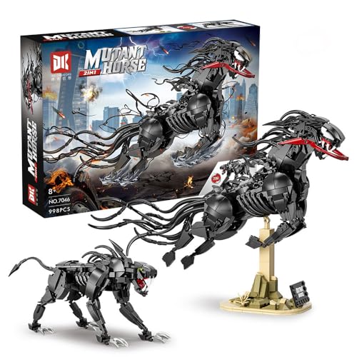 FULHOLPE Xenomorph Modell Bausteine Set, 998+ Klemmbausteine Mutiertes Pferd ModellBausatz Xenomorph Mutant Horse Konstruktionsspielzeug Kompatibel mit Großen Marken von FULHOLPE