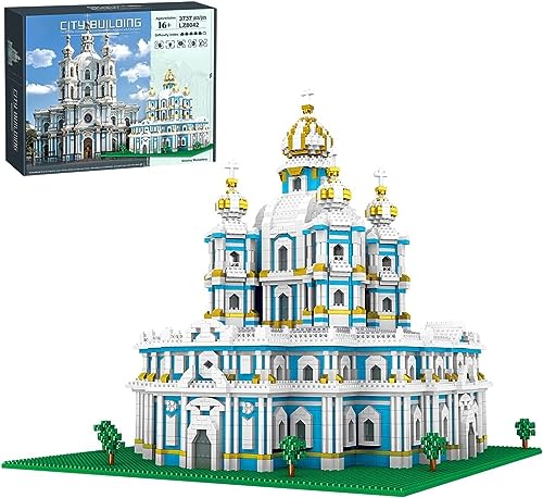 Modular Kirche Bausteine Architektur Modell, 3737 Teile Bausteine Architektur Modell Europäische Smolny Cathedral Bauspiel, Modular Building Konstruktionsspielzeug Nicht Kompatibel mit Großen Marken von FULHOLPE