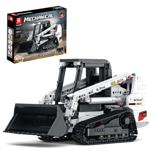 Technik Skid Steer Loader Bausteine Modellbausatz, 1366 Klemmbausteine LKW 2.4G/APP RC Raupenlader Bauset Konstruktionspielzeug Kompatibel mit Großen Marken von FULHOLPE