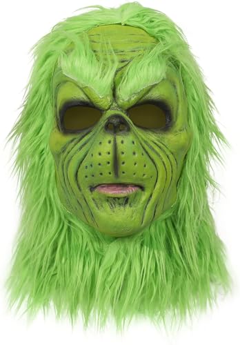 FULNEW Weihnachten Grünes Monster Cosplay Maske für Erwachsene Plüsch Urlaub Kostüm Zubehör Party Requisiten für Weihnachten Outfit, Green3, Einheitsgr��e von FULNEW