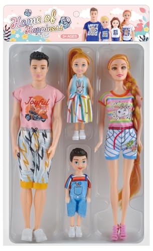 FUNFY Parents and Children Dolls Set | Multicolor | Parent Dolls Has 11-Inch Solid Plastic Body | Offering A Complete Family - Father, Mother, Boy and Girl for Imaginative Play | for Girls von FUNFY