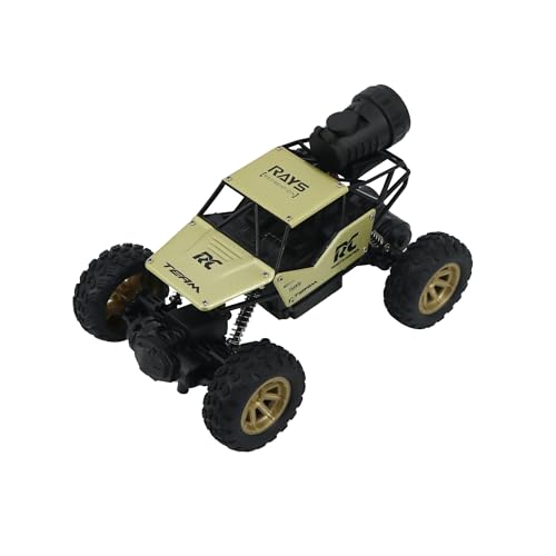 Funfy 1:18 Rock Crawler RC Toy Car with 4WD | Black | with 4 Soft Suspensions, Dual Motor, Lightning Mist Spray, Better gripping Tyres, Aluminium Body and Rechargeable Battery |for Kids Gift von FUNFY