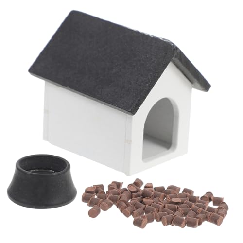 FUNNETOYU 1 Satz Puppenhaus Hundehaus Miniaturmodell Miniaturdekoration Wohnzimmer Kaninchenschale Hund wassernapf Labyrinth Tiere Mini-Zwinger Miniatur Zwinger Holz Black von FUNNETOYU