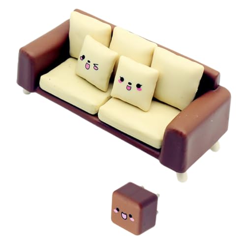 FUNNETOYU 1 Satz Puppenstubensofa Miniaturzubehörbücher Miniatur-Sofastuhl für Puppenhaus Puppenzubehör Einrichtung Puppenhaus-Sofa puppenhaus Sofa Puppenhausmöbel Miniatur-Couch Plastik von FUNNETOYU