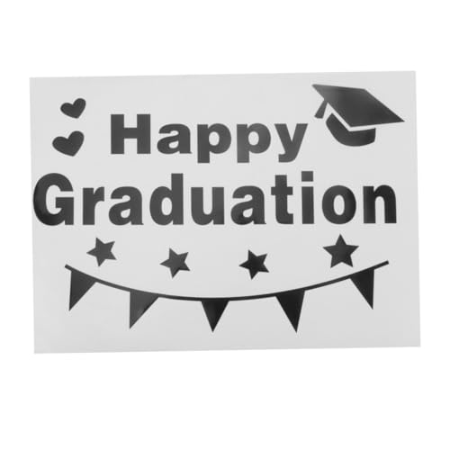 FUNNETOYU 1 Set 6pcs Black Graduation Balloon Aufkleber Selbstklebende Ballon Aufkleber DIY Herzlichen Glückwunsch Brief Druck Aufkleber Graduation Party Dekoration (schwarz) von FUNNETOYU