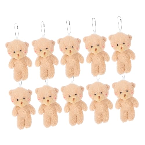 FUNNETOYU 10 Stück Teddybärenschlüsselkette Mini-stoffbären Plüschtaschenanhänger Kleine Bären Miniatur-plüschbärenspielzeug Kleiner Plüschbär Bären-plüschanhänger Light Brown Pp Baumwolle von FUNNETOYU