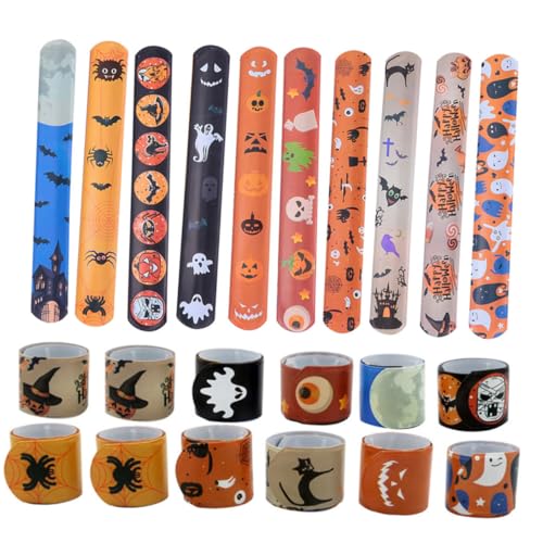 FUNNETOYU 100 Stück Halloween Slap Armbänder Silikonarmband Weiche Kanten Leicht Party Mitgebsel Wristband für Halloween Deko Zubehör FUNNETOYU 100 Stück Halloween Slap Armbänder Silikonarmband Weiche Kanten Leicht Party Mitgebsel Wristband für Halloween Deko Zubehör von FUNNETOYU