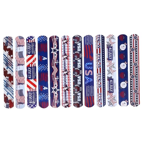 FUNNETOYU 12 Stück Teiliges PVC Slap Armband mit Independence Day Designs Kinderfreundliche Patriotische Flaggenmuster Robuste Kunststoff Armbänder für Kinderpartys FUNNETOYU 12 Stück Teiliges PVC Slap Armband mit Independence Day Designs Kinderfreundliche Patriotische Flaggenmuster Robuste Kunststoff Armbänder für Kinderpartys von FUNNETOYU