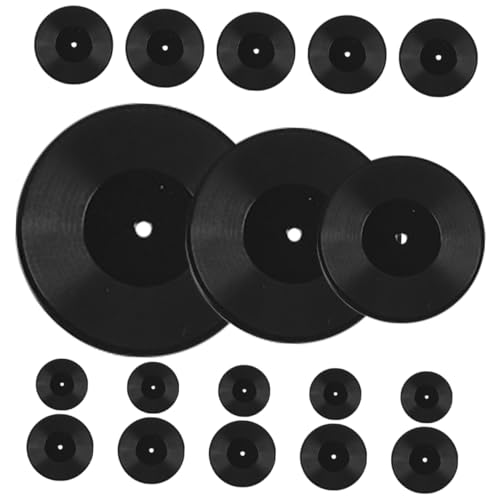 FUNNETOYU 18 Stück Mini-Vinylmodell Vinyl- aufzeichnen Vinyls Puppenhaus-Miniatur-Essen Puppenhausmöbel retro puppenhaus einrichtung CD- gefälschtes Vinyl Plastik Black von FUNNETOYU