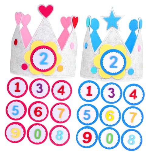 FUNNETOYU 2 Sätze Verstellbare Geburtstagskronen aus Filz mit Zahlen für Kleinkinder Wiederverwendbare Partyhüte für Mädchen und Jungen Geburtstagsparty Deko und Fotospaß FUNNETOYU 2 Sätze Verstellbare Geburtstagskronen aus Filz mit Zahlen für Kleinkinder Wiederverwendbare Partyhüte für Mädchen und Jungen Geburtstagsparty Deko und Fotospaß von FUNNETOYU