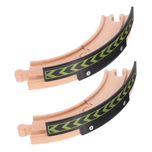 FUNNETOYU 2 Stück Holzeisenbahn Schienen Zubehör Teiliges Gebogene Holzbahn mit Schutzgeländer Pädagogisches Eisenbahnspielzeug für Motorische Fähigkeiten Fördernd Kreative FUNNETOYU 2 Stück Holzeisenbahn Schienen Zubehör Teiliges Gebogene Holzbahn mit Schutzgeländer Pädagogisches Eisenbahnspielzeug für Motorische Fähigkeiten Fördernd Kreative von FUNNETOYU