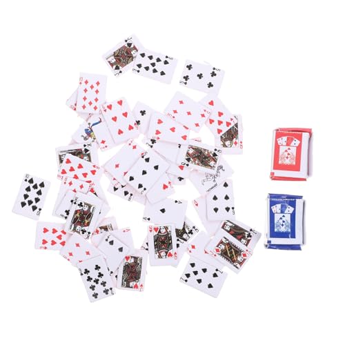 FUNNETOYU 2 Stück Kartenspiel kinderspiele Spiele Erwachsenen Spiele Games for Table Gaming Games Mini-Pokerkarte aus Papier 1:12 Kleiner Schürhaken Brettspiel-Poker von FUNNETOYU