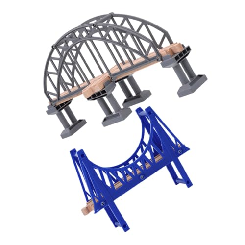 FUNNETOYU 2 Stück Teiliges Holzeisenbahn Zubehör mit Grauer Kreuzbrücke und Blauer Hängebrücke DIY für Kreative Zugstrecken Vielseitige Szene Fördert Geistige Entwicklung und FUNNETOYU 2 Stück Teiliges Holzeisenbahn Zubehör mit Grauer Kreuzbrücke und Blauer Hängebrücke DIY für Kreative Zugstrecken Vielseitige Szene Fördert Geistige Entwicklung und von FUNNETOYU