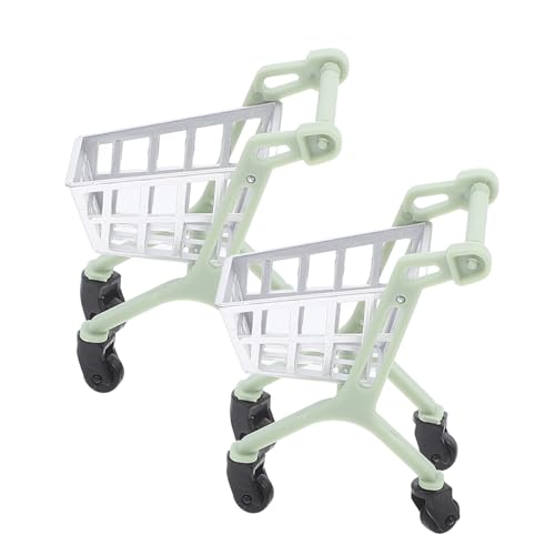 FUNNETOYU 2 Stück Trolley-Modell zappeln Träger rosa Einkaufswagen Mini einkaufswagen Puppen Mini-Einkaufswagen Kleiner Trolley für Kunststoff Light Green von FUNNETOYU