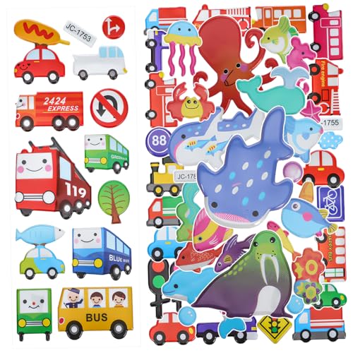 FUNNETOYU 3 Blätter Cartoon Aufkleber Tiere Fahrzeuge Dekorative Sticker mit Kleber für Handy Kühlschrank Flasche Basteln Kreativitätsfördernd Kinderzimmer FUNNETOYU 3 Blätter Cartoon Aufkleber Tiere Fahrzeuge Dekorative Sticker mit Kleber für Handy Kühlschrank Flasche Basteln Kreativitätsfördernd Kinderzimmer von FUNNETOYU