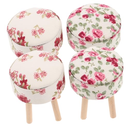 FUNNETOYU 4 Stück Maßstab mit Weicher Stoffpolsterung Realistische Runde Puppenhaus Möbel für Küche und Wohnzimmer Kleine Holzstühle für Miniaturhäuser FUNNETOYU 4 Stück Maßstab mit Weicher Stoffpolsterung Realistische Runde Puppenhaus Möbel für Küche und Wohnzimmer Kleine Holzstühle für Miniaturhäuser von FUNNETOYU