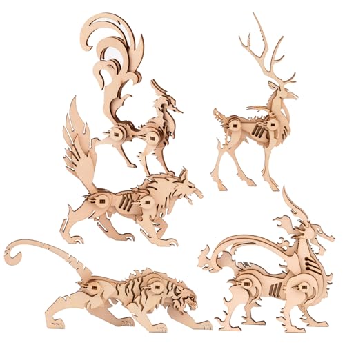 FUNNETOYU 5 Stück Teiliges Holzpuzzle DIY Tiermodelle Langlebig Sicher Leicht zu Montieren für Jungen Mädchen und Dekoration FUNNETOYU 5 Stück Teiliges Holzpuzzle DIY Tiermodelle Langlebig Sicher Leicht zu Montieren für Jungen Mädchen und Dekoration von FUNNETOYU