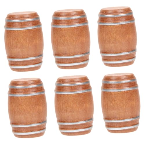 FUNNETOYU 6 Stück Barzubehör Miniaturen Puppenhauszubehör Mini Whiskyfass Miniatur Bierfässer Miniatur Weinfass Figur Mini Bierfässer Modelle Holz Hellbraun von FUNNETOYU