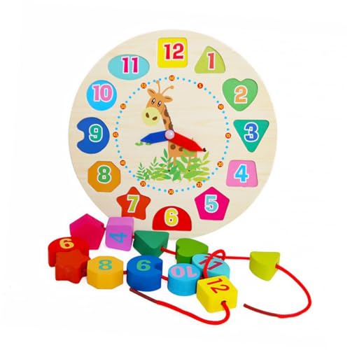 FUNNETOYU Holzperlen Lernuhr für Kleinkinder Pädagogische Holzuhren mit Zahlen zum Fädeln Umweltfreundliches Holzmaterial Buntes Design zur Frühkindlichen Jungen Mädchen FUNNETOYU Holzperlen Lernuhr für Kleinkinder Pädagogische Holzuhren mit Zahlen zum Fädeln Umweltfreundliches Holzmaterial Buntes Design zur Frühkindlichen Jungen Mädchen von FUNNETOYU