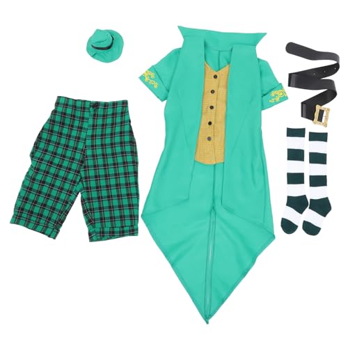 FUNNETOYU Kobold Kostüm St. Patrick's Day-Outfit Verkleidung für St Patrick's Day St Patrick's Day Anzug für ausgefallene Klamotten ausstatten Kobold Hut Hosenanzug Green von FUNNETOYU