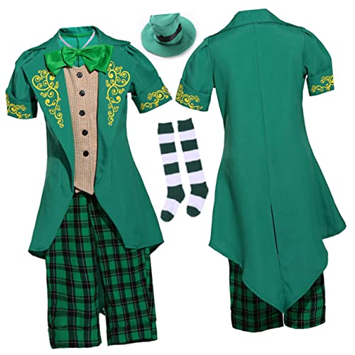 FUNNETOYU Outfit Ausgefallene Kleidung Halloween Kostüme Kinderkleidung Kinderkleid Kinderkleid St Patrick's Kostüm Koboldkostüm Koboldhut Hosenanzug Halloween Kinderkostüm Grün von FUNNETOYU