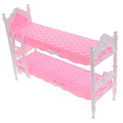 FUNNETOYU Puppen-Minibett kinderzimmer puppenbett Spielzeugbett puppenmöbel Bett Puppenhaus Mädchen Bausätze Mini-Puppenbett Mini-Hausbett Plastik Rosa von FUNNETOYU