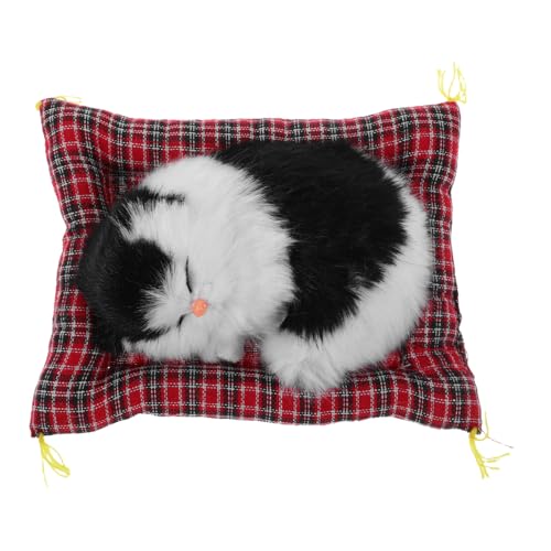 FUNNETOYU Realistische Katzenfigur mit Interaktivem Miauen Weichem Stofftier und Kleinem Kissen Dekoratives Kätzchen Modell für Wohnzimmer Büro Regal und Sammler Kreatives für FUNNETOYU Realistische Katzenfigur mit Interaktivem Miauen Weichem Stofftier und Kleinem Kissen Dekoratives Kätzchen Modell für Wohnzimmer Büro Regal und Sammler Kreatives für von FUNNETOYU