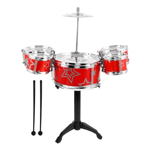 FUNNETOYU Schlagzeug Set Mini Jazz Drum Kit aus Kunststoff mit Hocker und Holzschlägeln Realistisches Musikinstrument für Kleinkinder Pädagogisches Percussion Set FUNNETOYU Schlagzeug Set Mini Jazz Drum Kit aus Kunststoff mit Hocker und Holzschlägeln Realistisches Musikinstrument für Kleinkinder Pädagogisches Percussion Set von FUNNETOYU