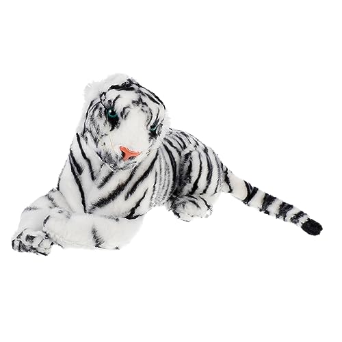 FUNNETOYU Tiger Animal Figures Dekoration Schlafzimmer Tier-Plüsch Schlafzimmer Dekoration plushible snugible Stuffed Soft Toys Stoffpuppen Tigerpuppe Simulation Tiger Weiß von FUNNETOYU