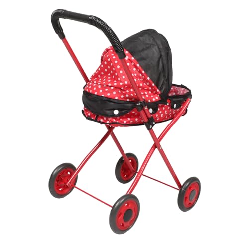 FUNNETOYU Trolley- Puppenwagen Puppenwagen -Kinderwagen Puppenwagen Zubehör Für Babypuppen Kinderwagen Für Babypuppen Babyspielwagen Rot Oxford-Stoff von FUNNETOYU