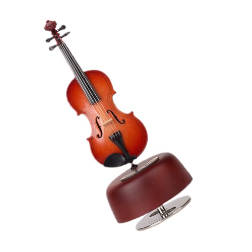 FUNOMOCYA 1 Stück Karton Drehbare Spieluhr Klavier Spielzeug Mini-geigenfiguren Sportdekorationen Mini-Musikinstrument Violine Handwerk Mini-Spielzeug Violine Figur Musikdekor Plastik Brown von FUNOMOCYA