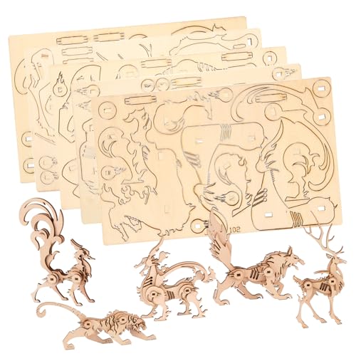 FUNOMOCYA 5 Stück Teiliges Holzpuzzle Tiermodelle DIY Lernspielzeug Konzentration und Hand Auge koordination Inklusive Wolf Drache Fuchs Hirsch Tiger FUNOMOCYA 5 Stück Teiliges Holzpuzzle Tiermodelle DIY Lernspielzeug Konzentration und Hand Auge koordination Inklusive Wolf Drache Fuchs Hirsch Tiger von FUNOMOCYA