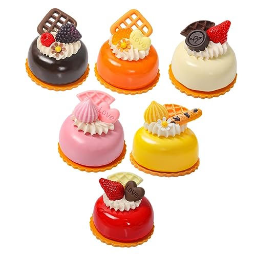 FUNOMOCYA 6 Stück Simulierte Französische Kleine Kuchenmodelle Ornamente Kuchendekoration Lebensechte Kuchen Künstliche Kuchen Dessert Shop Requisiten Gefälschte Kuchen von FUNOMOCYA